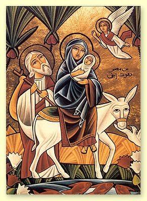 The flight of the Holy Family into Egypt.